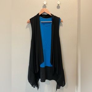 Versatile black duster vest and cotton tunic set